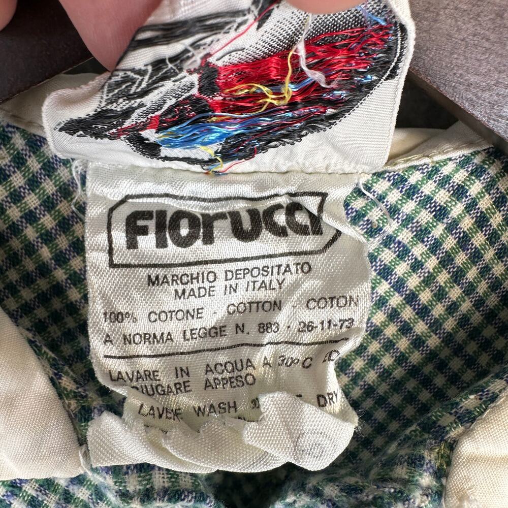 Vintage Fiorucci Dress Childrens Girl Size 6 Green Checkered Button Front A-Line - Picture 9 of 15